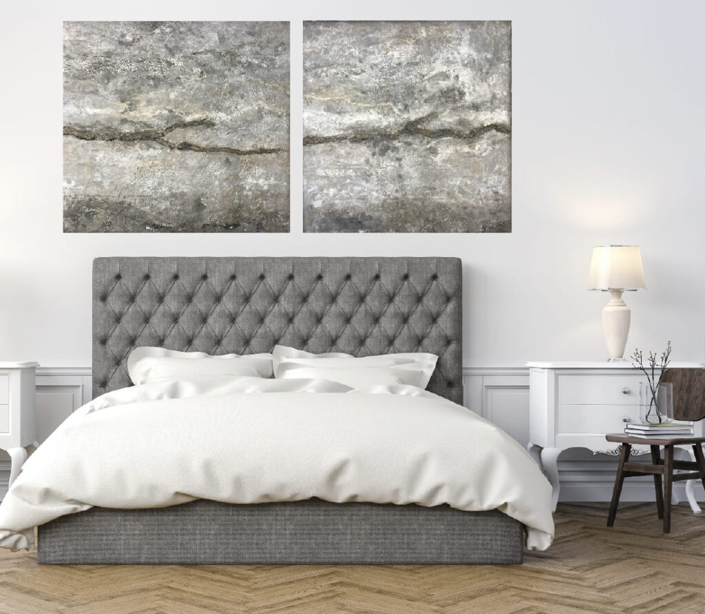 Homestaging Starnberg elegantes Schlafzimmer mit Gemälden